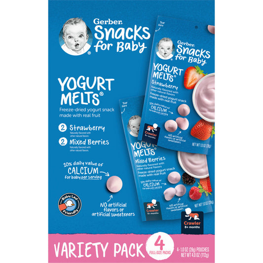 Gerber-Snacks for Baby-Yogurt Melts-8+ Months-Variety Pack-4 Pack-1 oz (28 g) Each