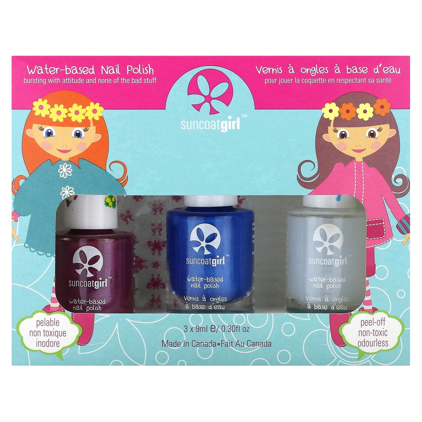 SuncoatGirl, Water-Based Nail Polish, Mermaid Princess, 3 Piece Kit