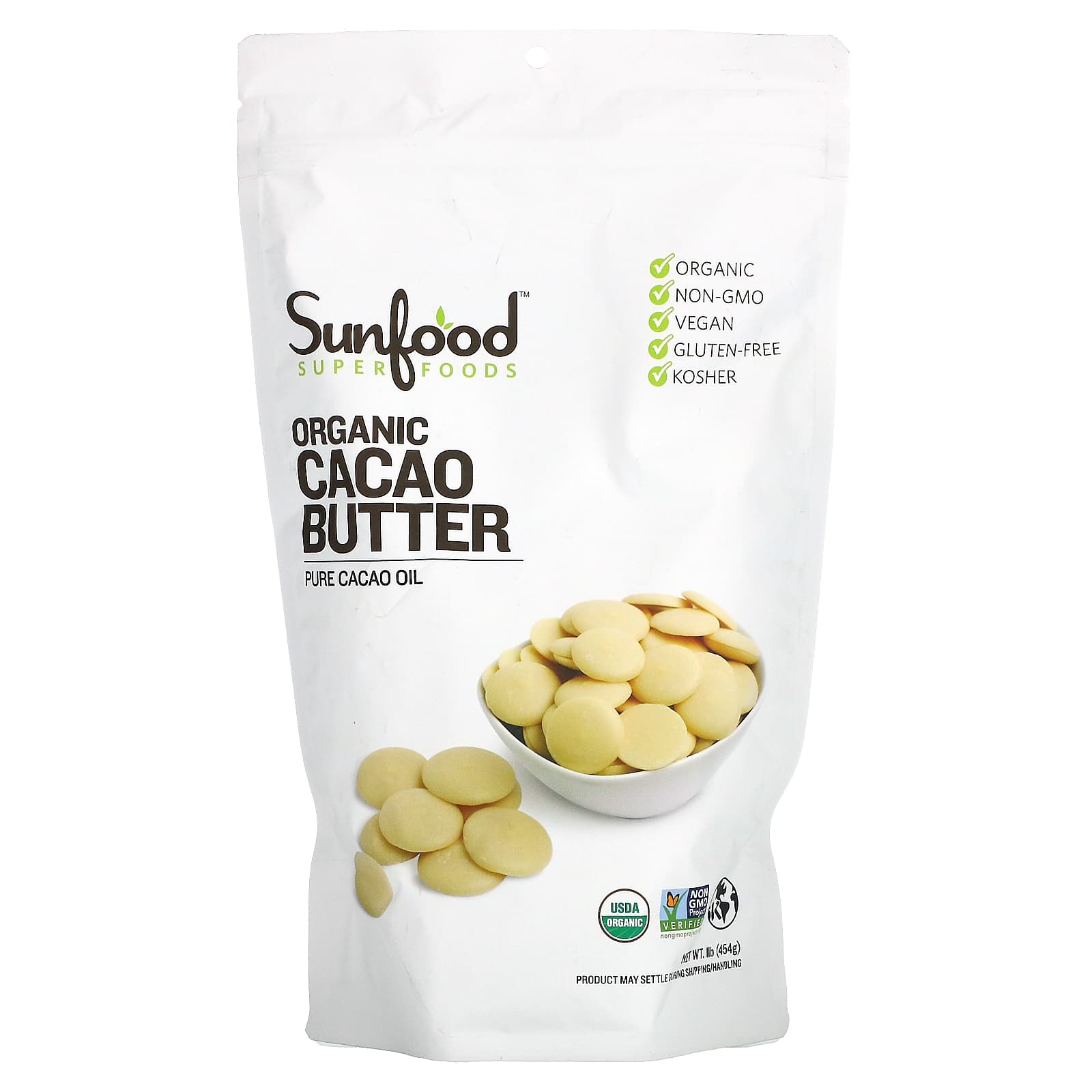 Sunfood-Organic Cacao Butter-1 lb (454 g)