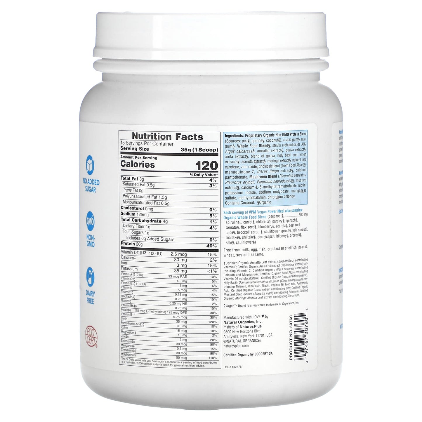 NaturesPlus, VPM Clean Protein, Unflavored, 1.16 lbs (525 g)