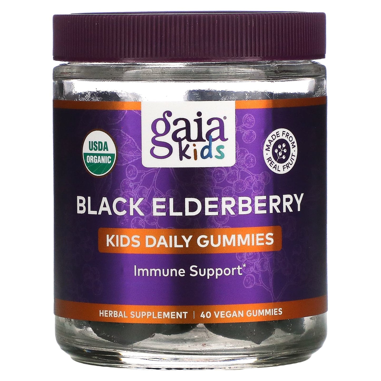 Gaia Herbs-Kids-Black Elderberry Immune Support-40 Vegan Gummies