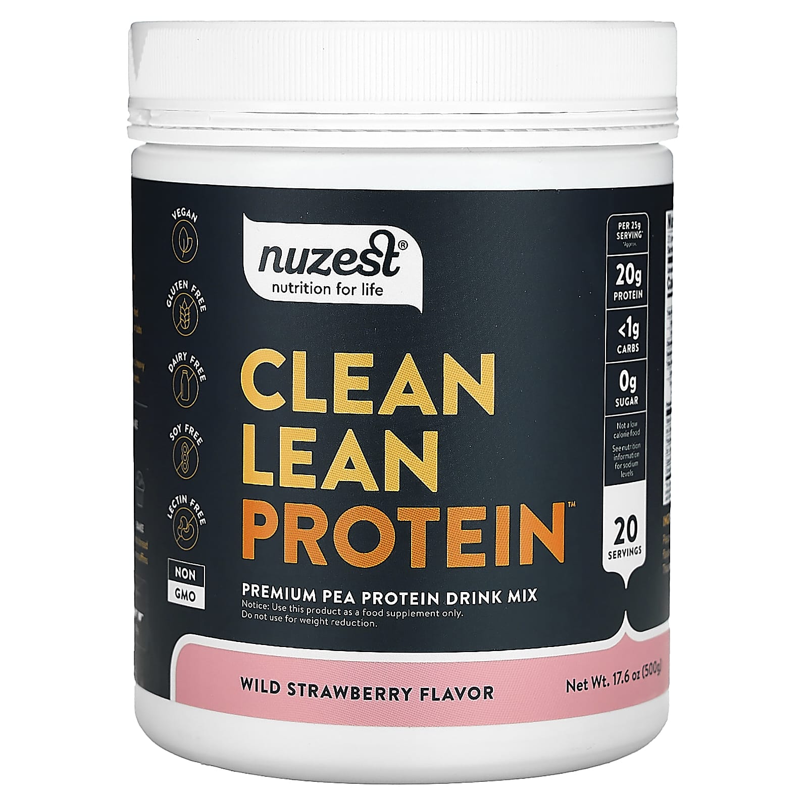 Nuzest-Clean Lean Protein-Wild Strawberry-17.6 oz (500 g)