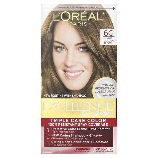 L'Oréal-Excellence Creme-Triple Care Color-6G Light Golden Brown-1 Application