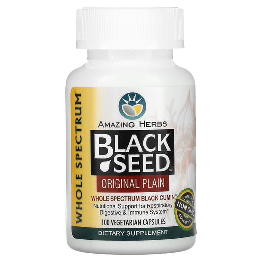 Amazing Herbs-Black Seed-Original Plain-100 Vegetarian Capsules