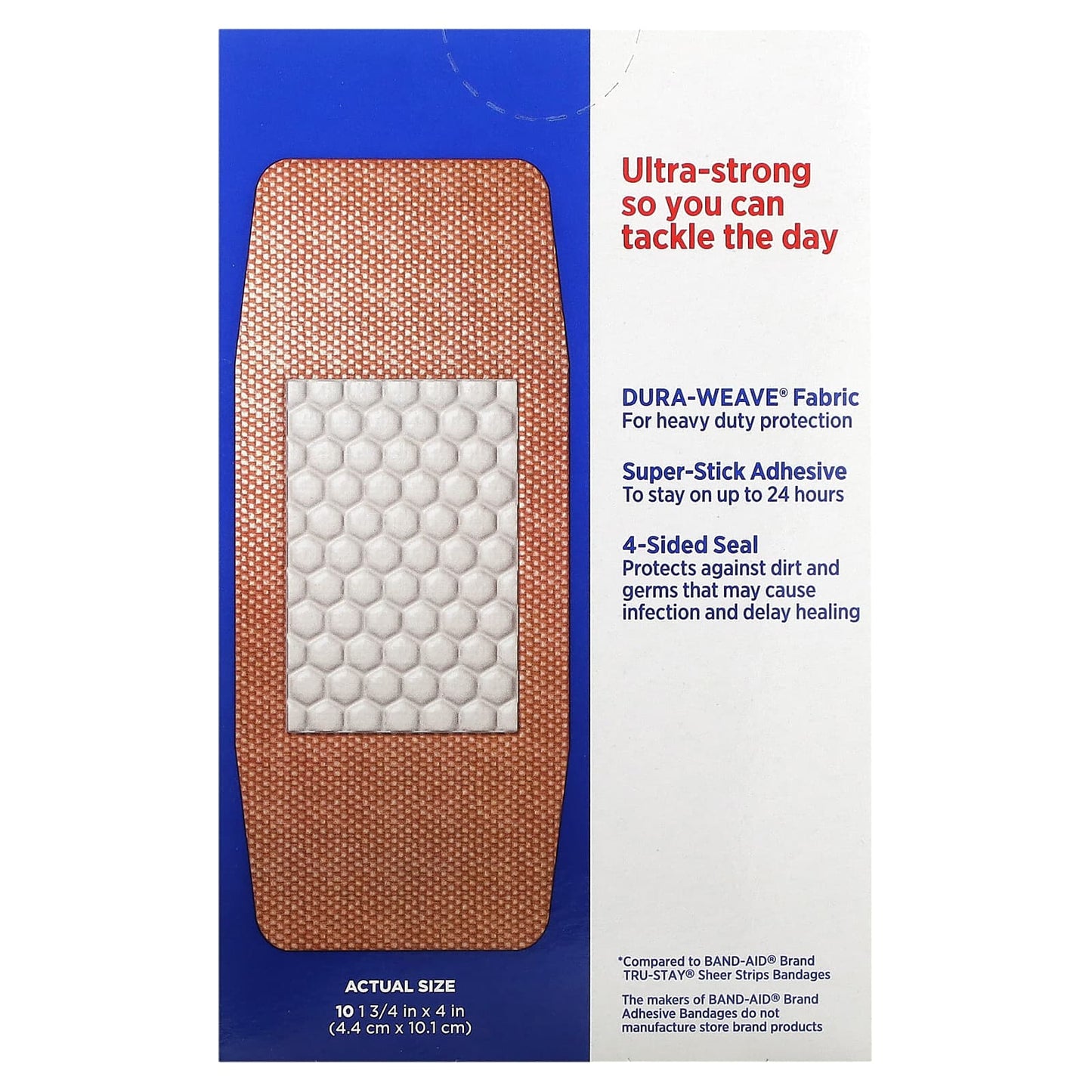 Band Aid, Adhesive Bandages, Tough Strips, 10 Bandages