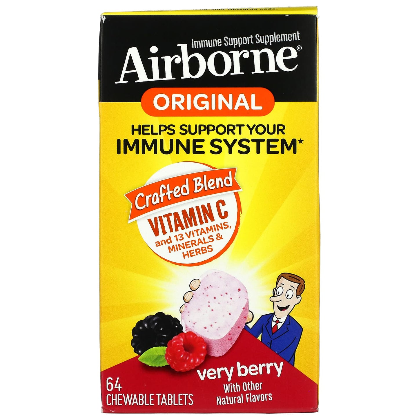 AirBorne-Original-Immune Support Supplement-Very Berry-64 Chewable Tablets