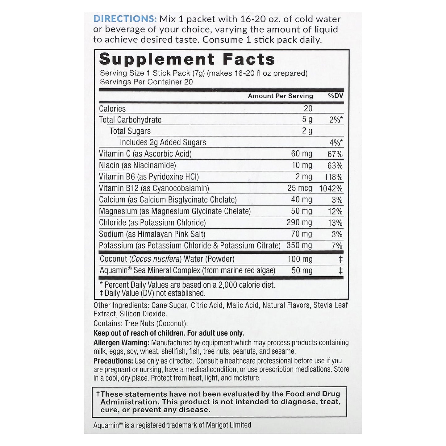 Force Factor, Liquid Labs, Rapid Hydration Electrolyte Drink Mix, Tropical Fruit, 20 Stick Packs, 0.25 oz (7 g) Each