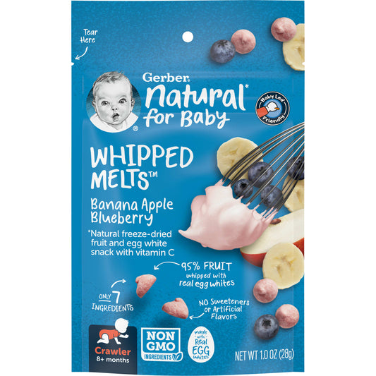 Gerber-Natural for Baby-Whipped Melts-8+ Months-Banana-Apple-Blueberry-1 oz (28 g)