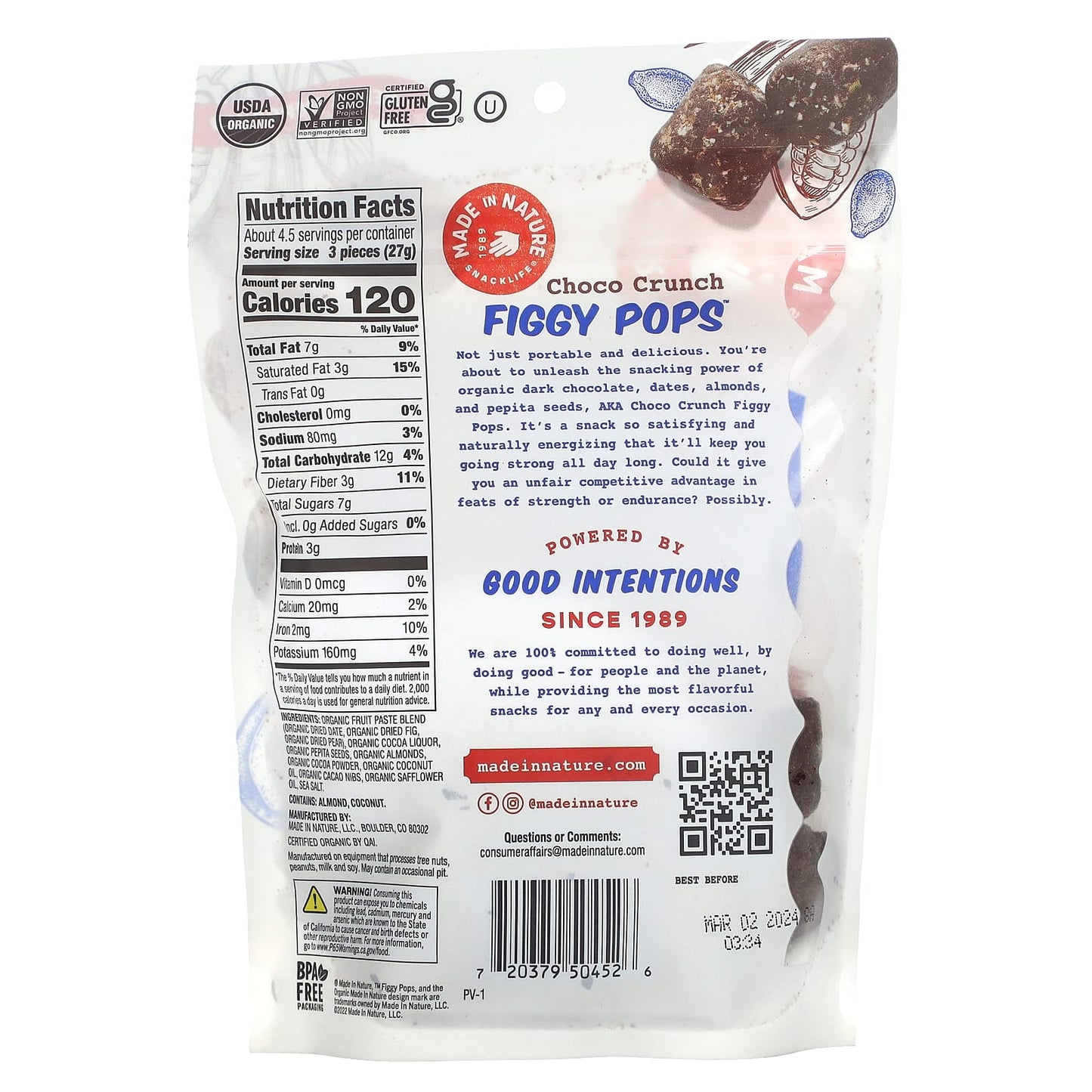 Made in Nature, Figgy Pops, Choco Crunch, 4.2 oz (119 g)