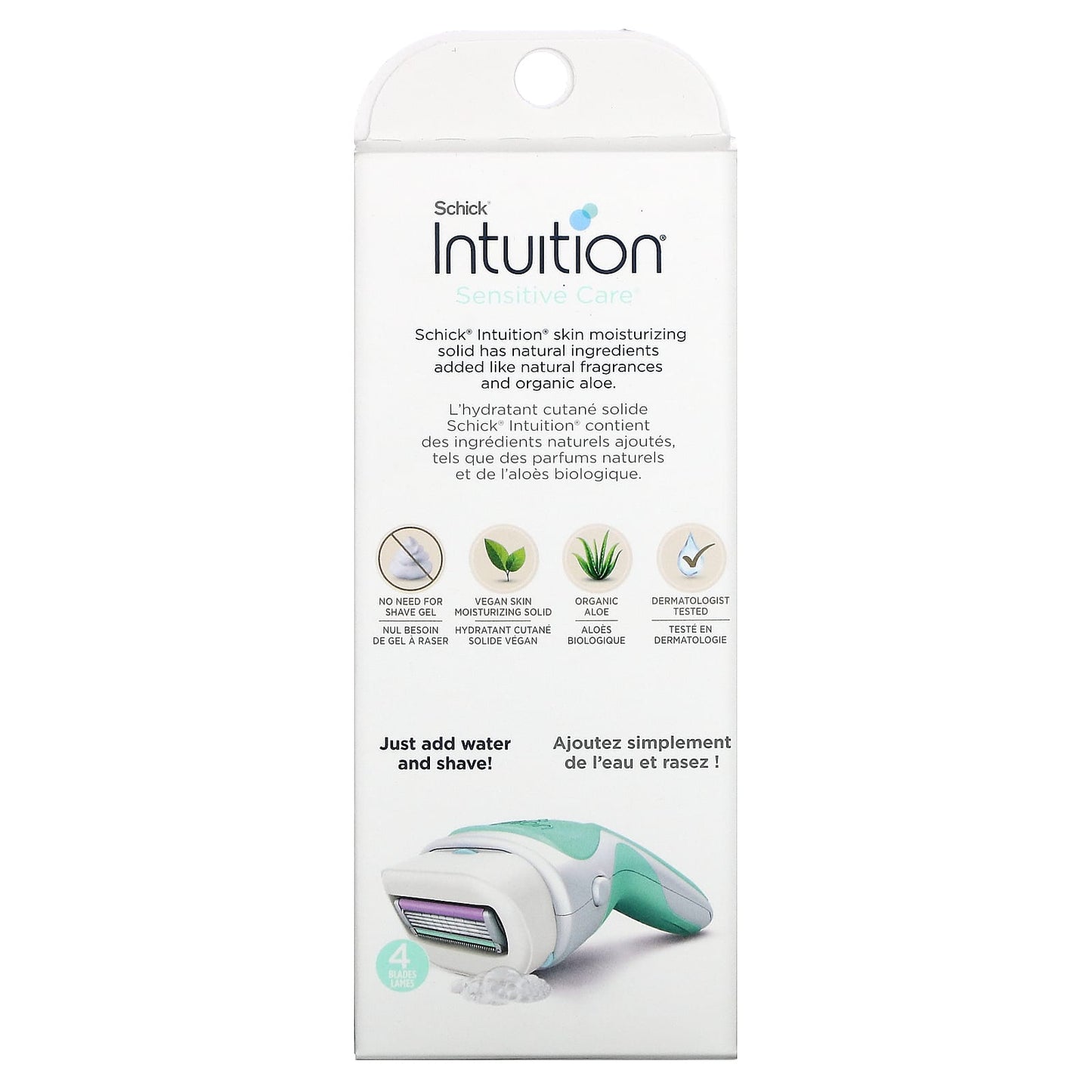 Schick, Intuition, Sensitive Care, Organic Aloe, 1 Razor, 2 Cartridges