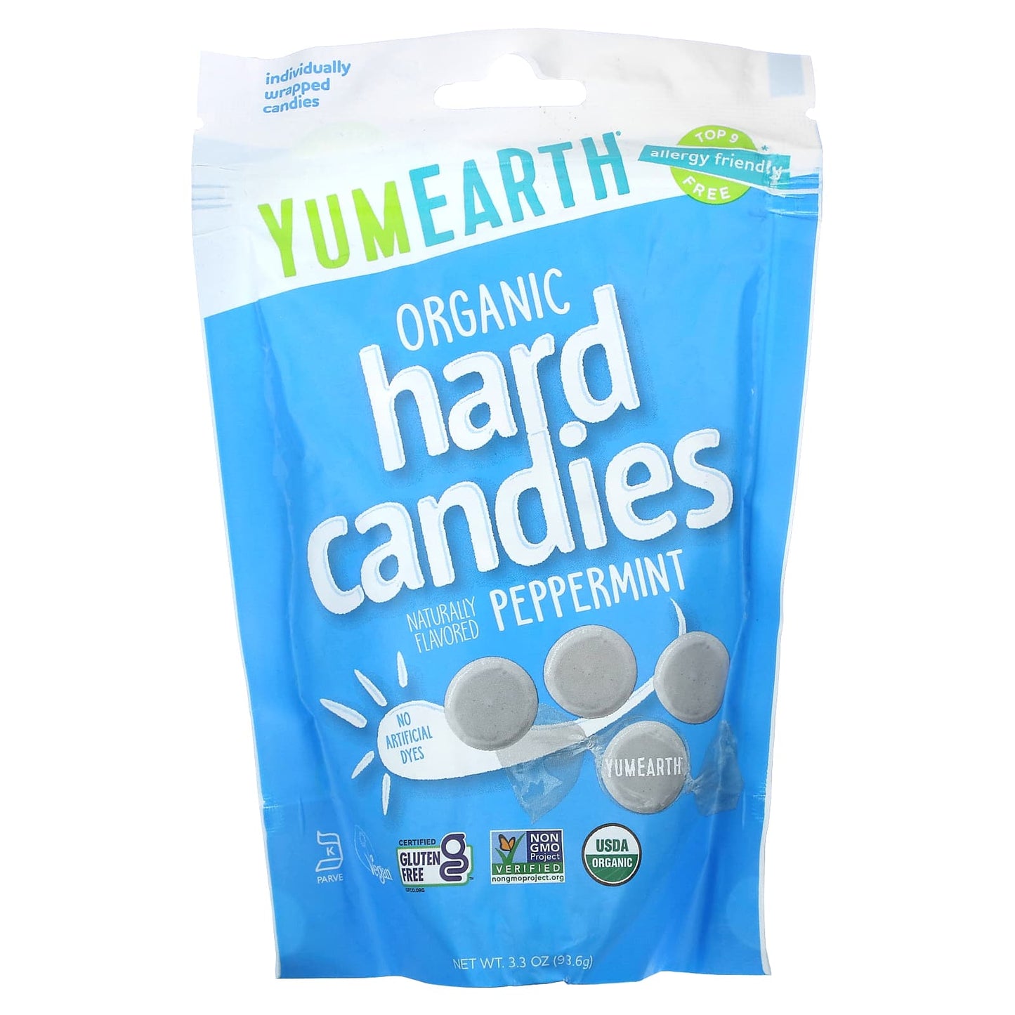 YumEarth-Organic Hard Candies-Peppermint-3.3 oz (93.6 g)