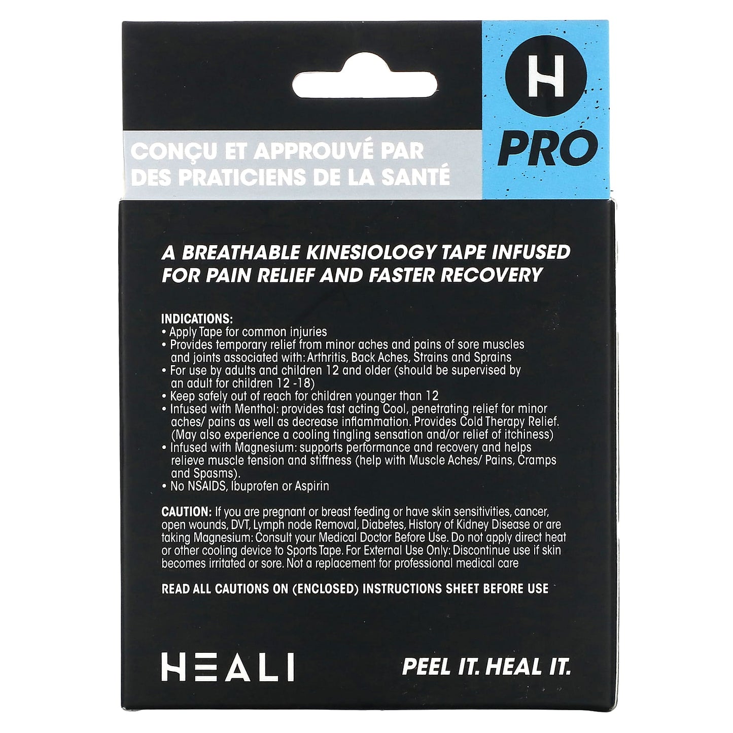 Heali Medical Corp, Breathable Elastic Kinesiology Tape, Black, 20 Precut Strips