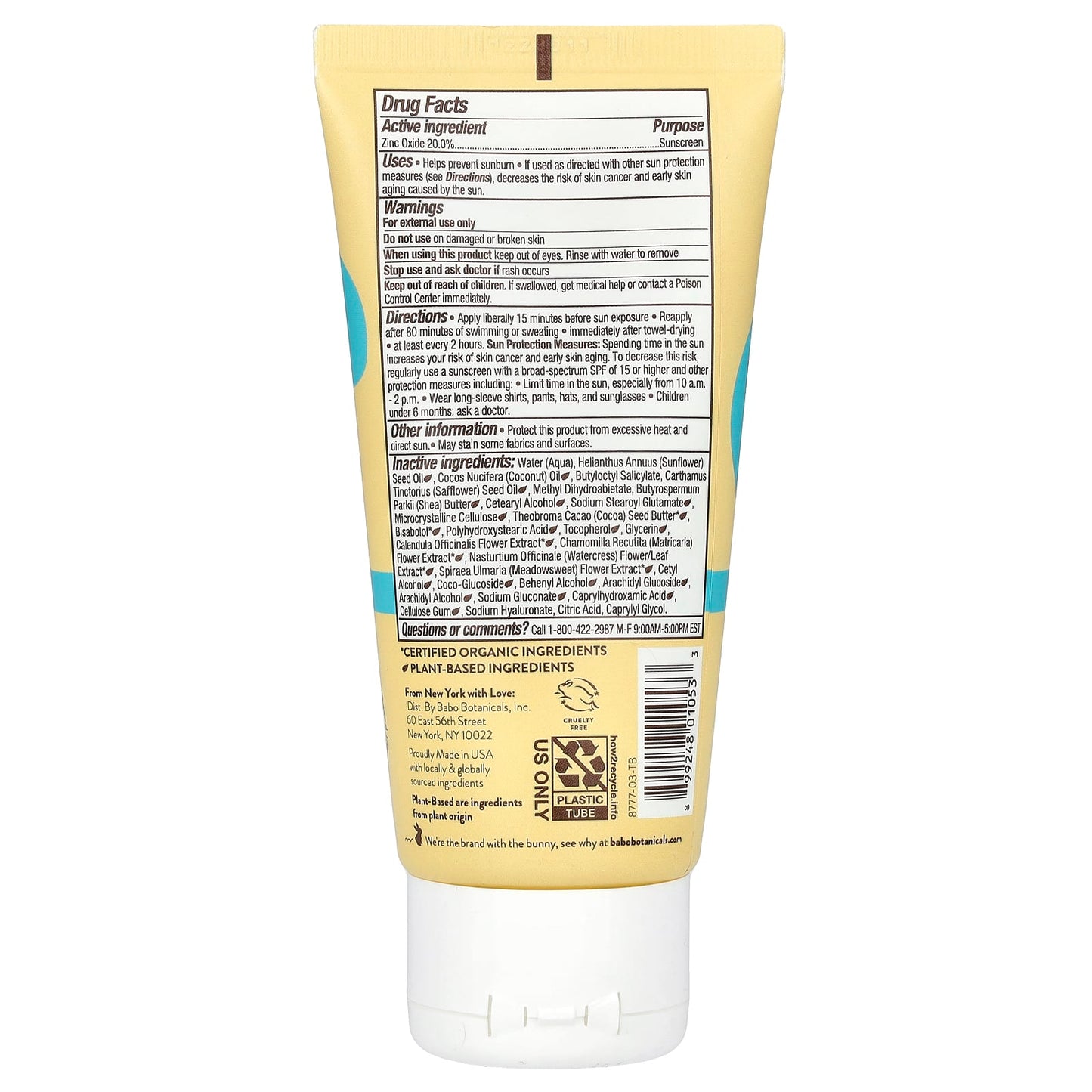 Babo Botanicals, Super Shield Mineral Sunscreen Lotion, SPF 50, Fragrance Free, 3 fl oz (89 ml)