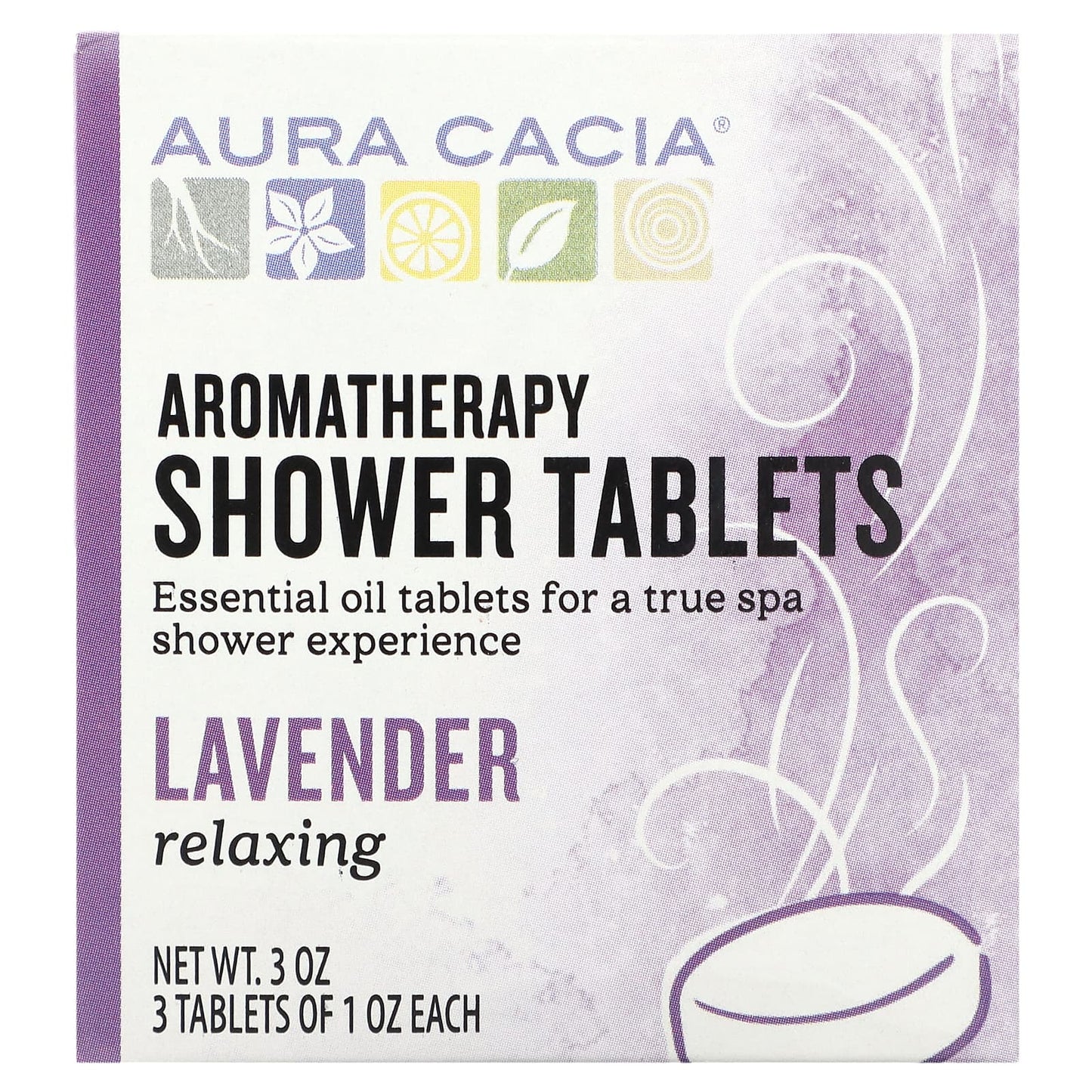 Aura Cacia-Aromatherapy Shower Tablets-Lavender-3 Tablets-1 oz Each