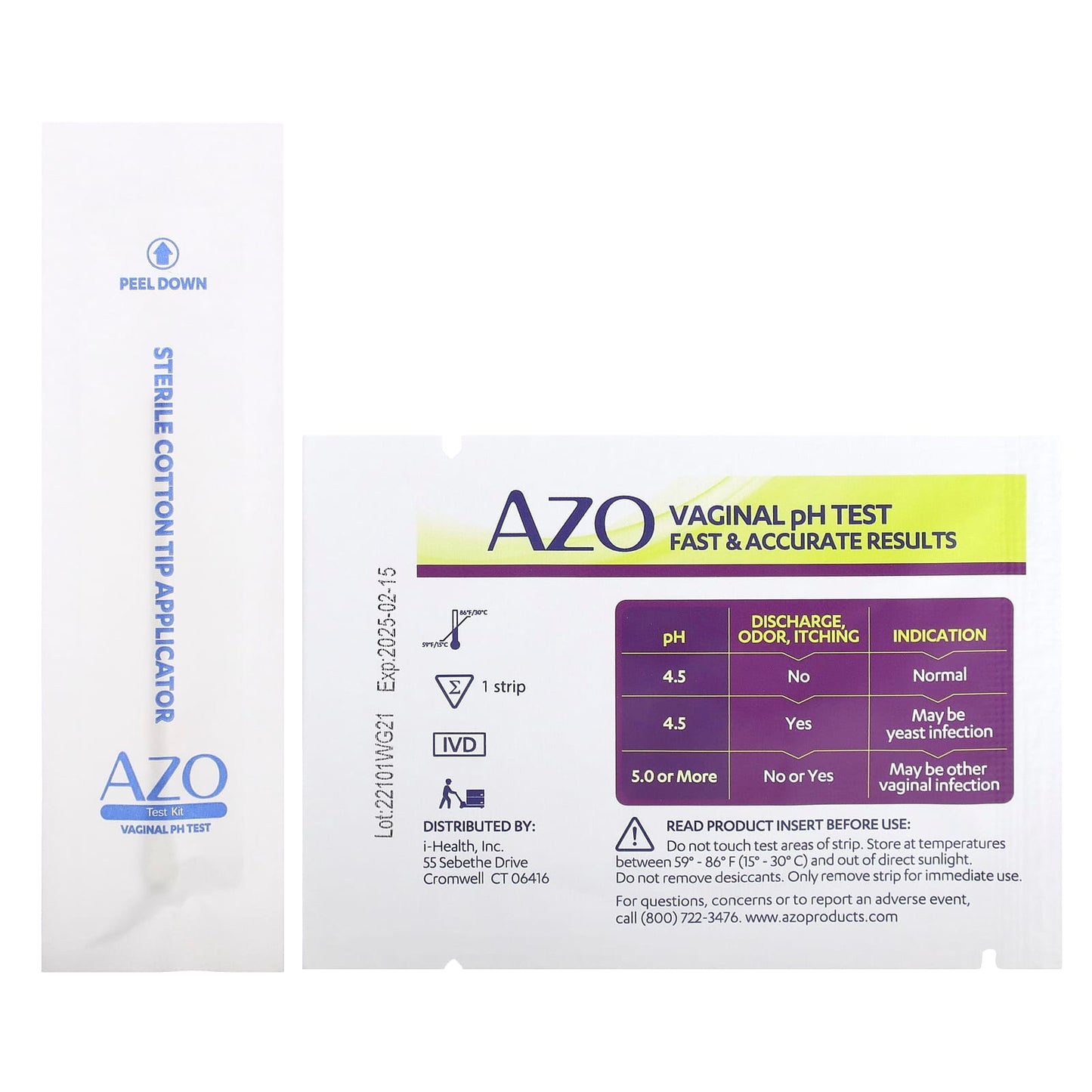 Azo, Vaginal pH Test, 2 Self Tests