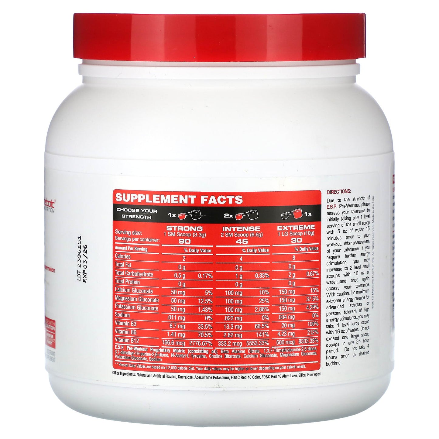 Metabolic Nutrition, E.S.P. Pre-Workout, Watermelon, 300 g