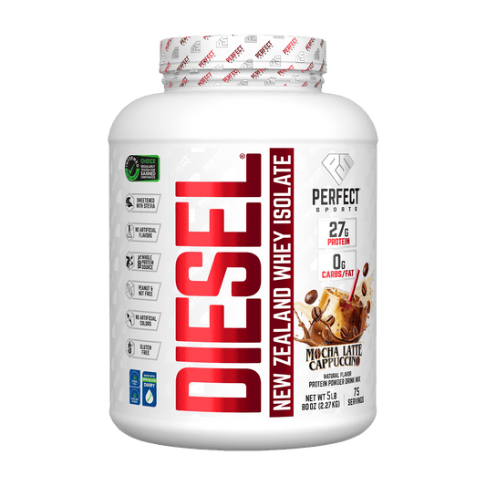 Perfect Sports-Diesel-New Zealand Whey Isolate-Mocha Latte Cappuccino-5 lbs (2.27 kg)