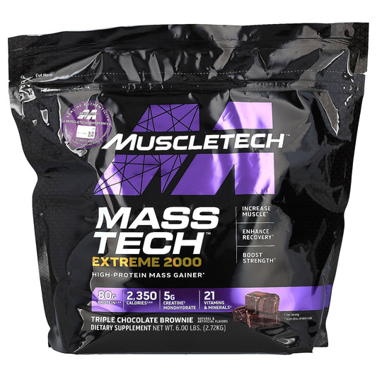 MuscleTech-Mass Tech Extreme 2000-Triple Chocolate Brownie-6 lbs (2.72 kg)