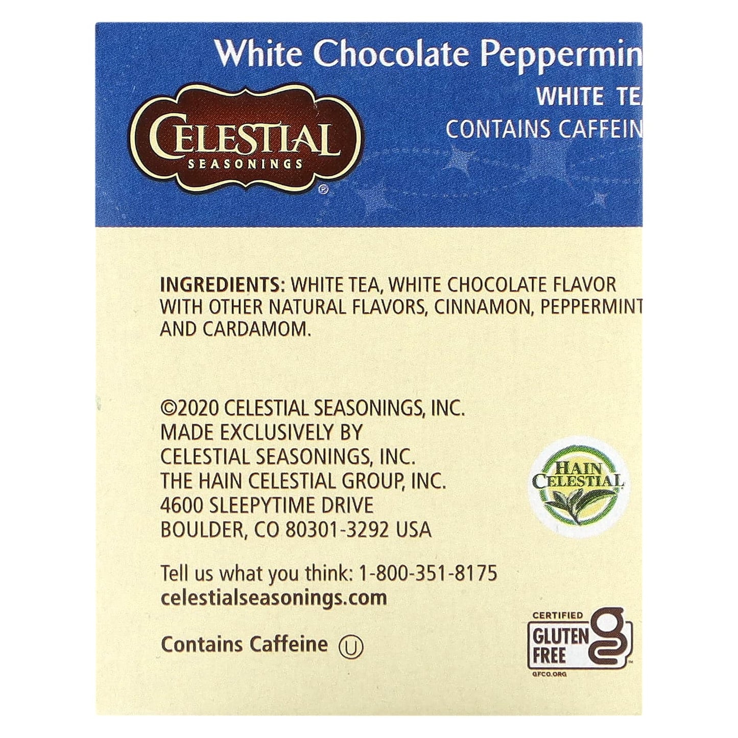 Celestial Seasonings, White Tea, White Chocolate Peppermint, 20 Tea Bags, 0.9 oz (25 g)