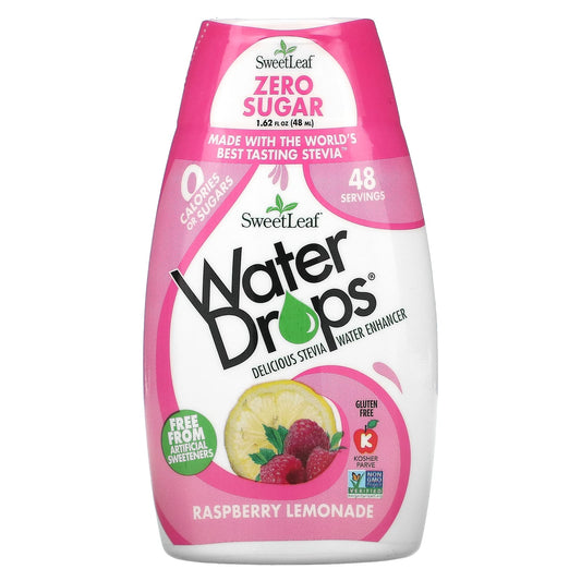 Wisdom Natural-SweetLeaf-Water Drops-Delicious Stevia Water Enhancer-Raspberry Lemonade-1.62 fl oz (48 ml)