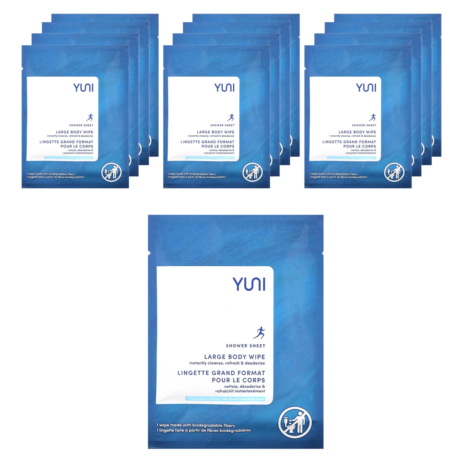 Yuni Beauty-Shower Sheet-Peppermint & Citrus-12 Wipes