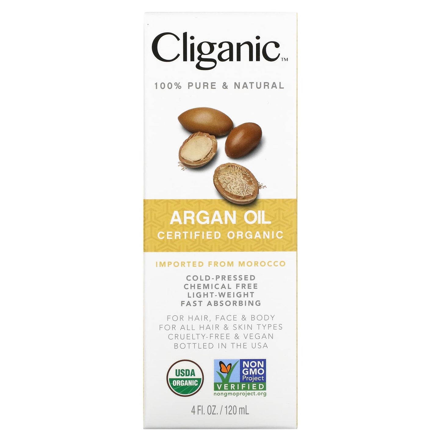 Cliganic, 100% Pure & Natural, Argan Oil, 4 fl oz (120 ml)