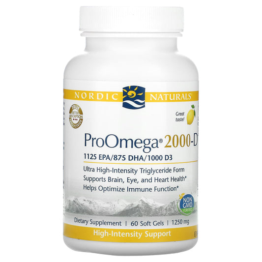 Nordic Naturals-ProOmega 2000-D-Lemon-1250 mg-60 Soft Gels