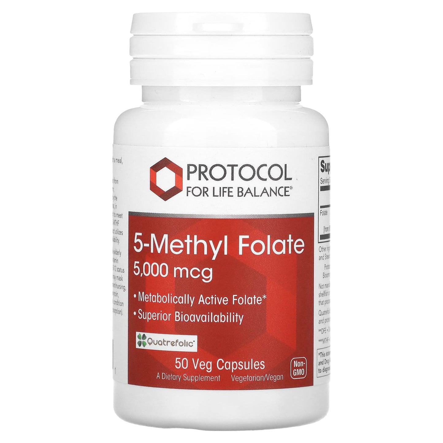 Protocol for Life Balance-5-Methyl Folate-5,000 mcg -50 Veg Capsules