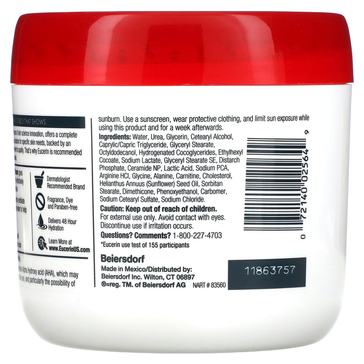 Eucerin, Roughness Relief Cream, Fragrance Free, 16 oz (454 g)