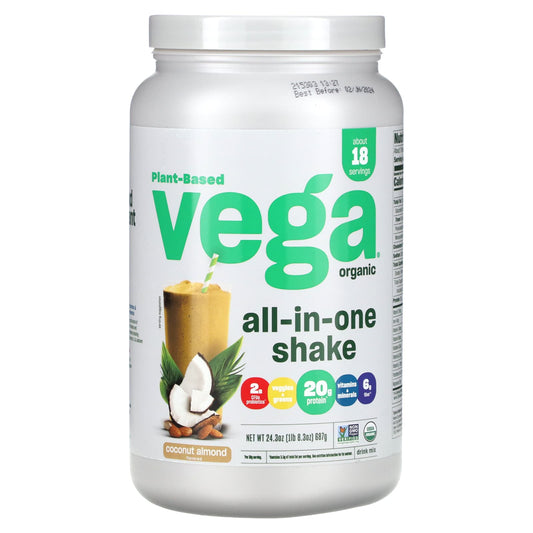 Vega-Plant-Based Organic All-In-One Shake-Coconut Almond-24.3 oz (687 g)