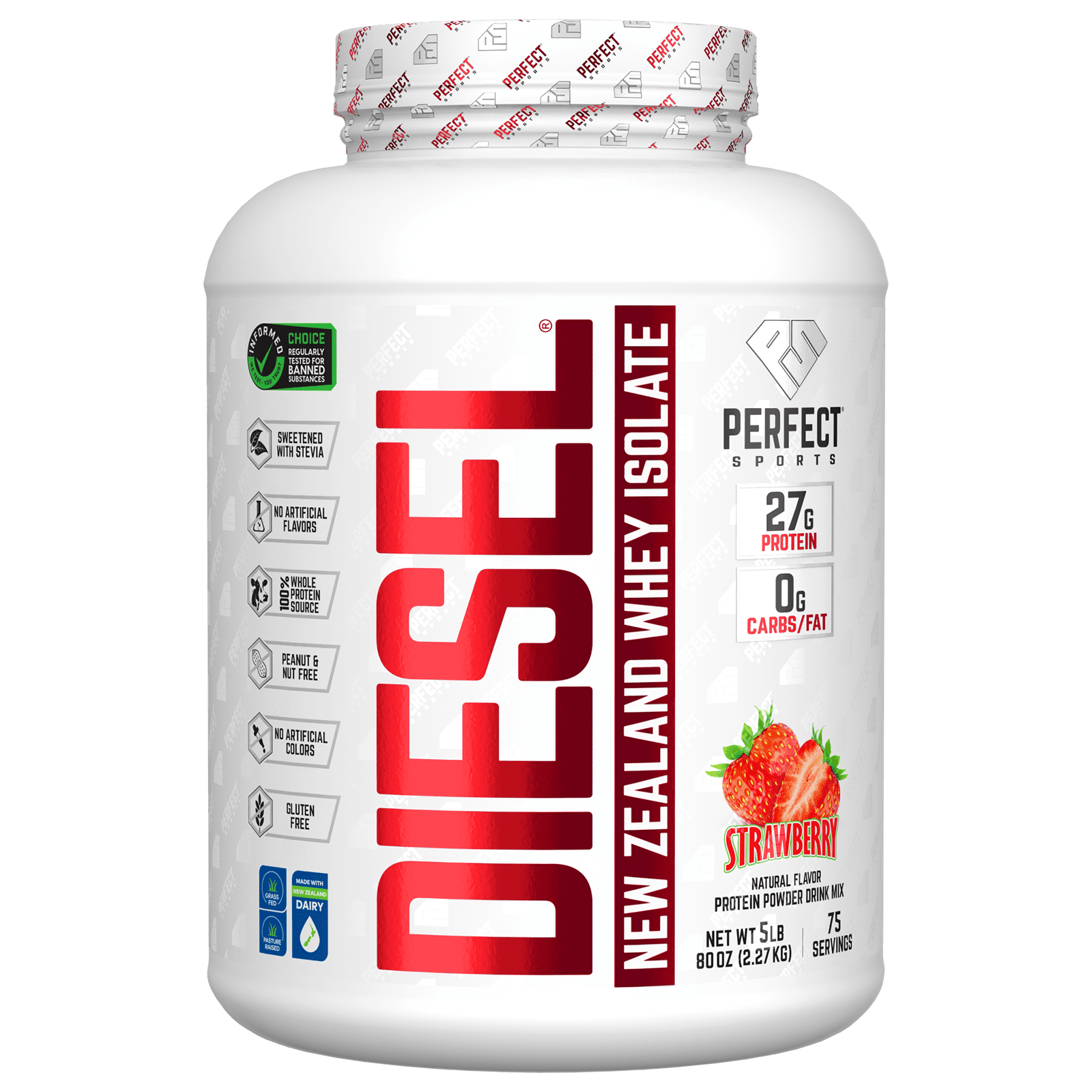 Perfect Sports-Diesel-New Zealand Whey Isolate-Strawberry-5 lb (2.27 kg)