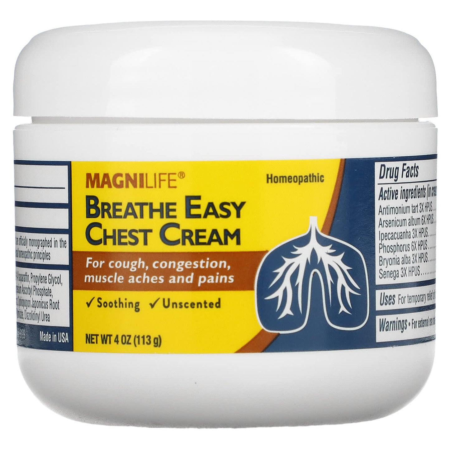 MagniLife-Breathe Easy Chest Cream-Unscented-4 oz (113 g)