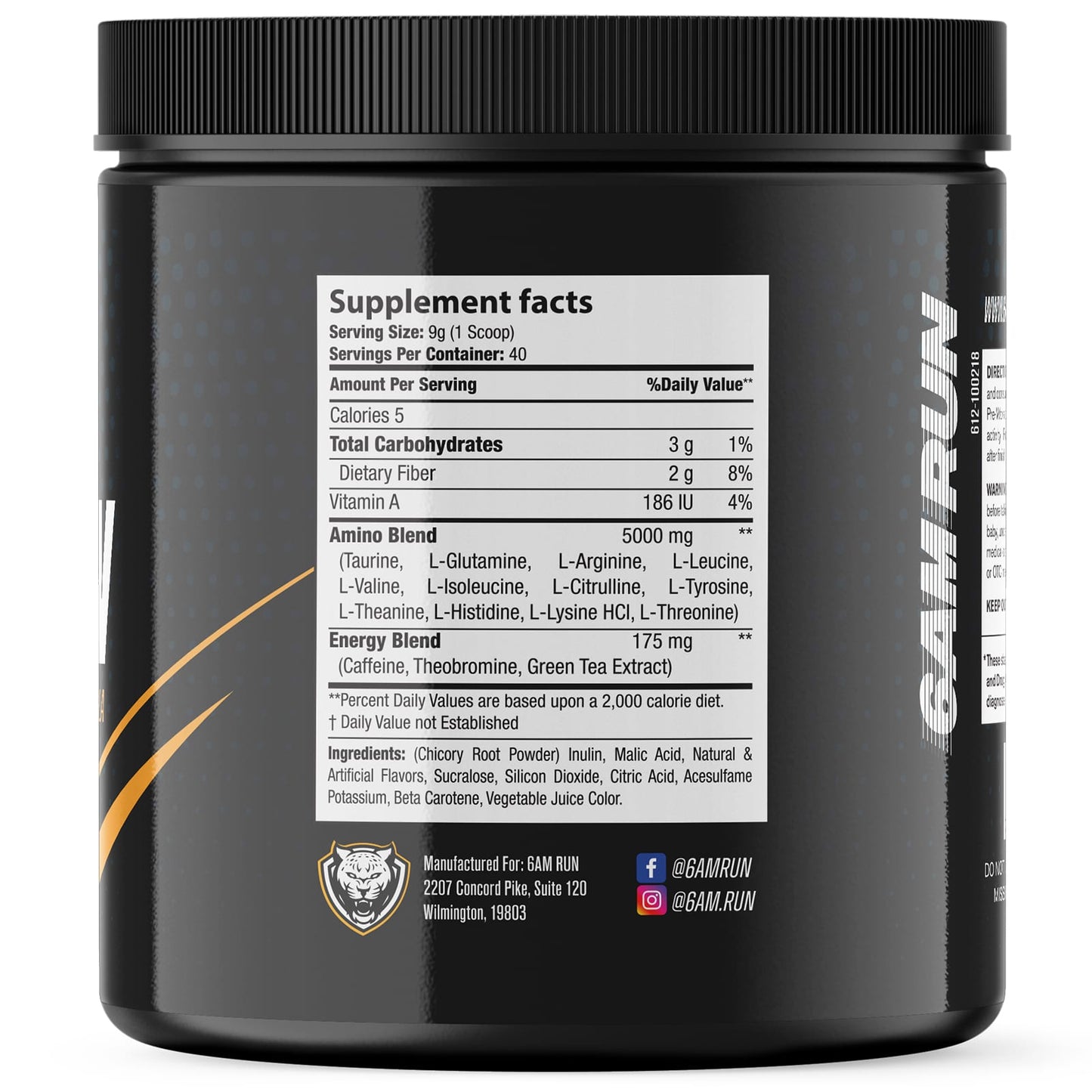 6AM Run, Marathon, Advanced Amino + Preworkout Formula, Peach Mango, 12.7 oz (360 g)