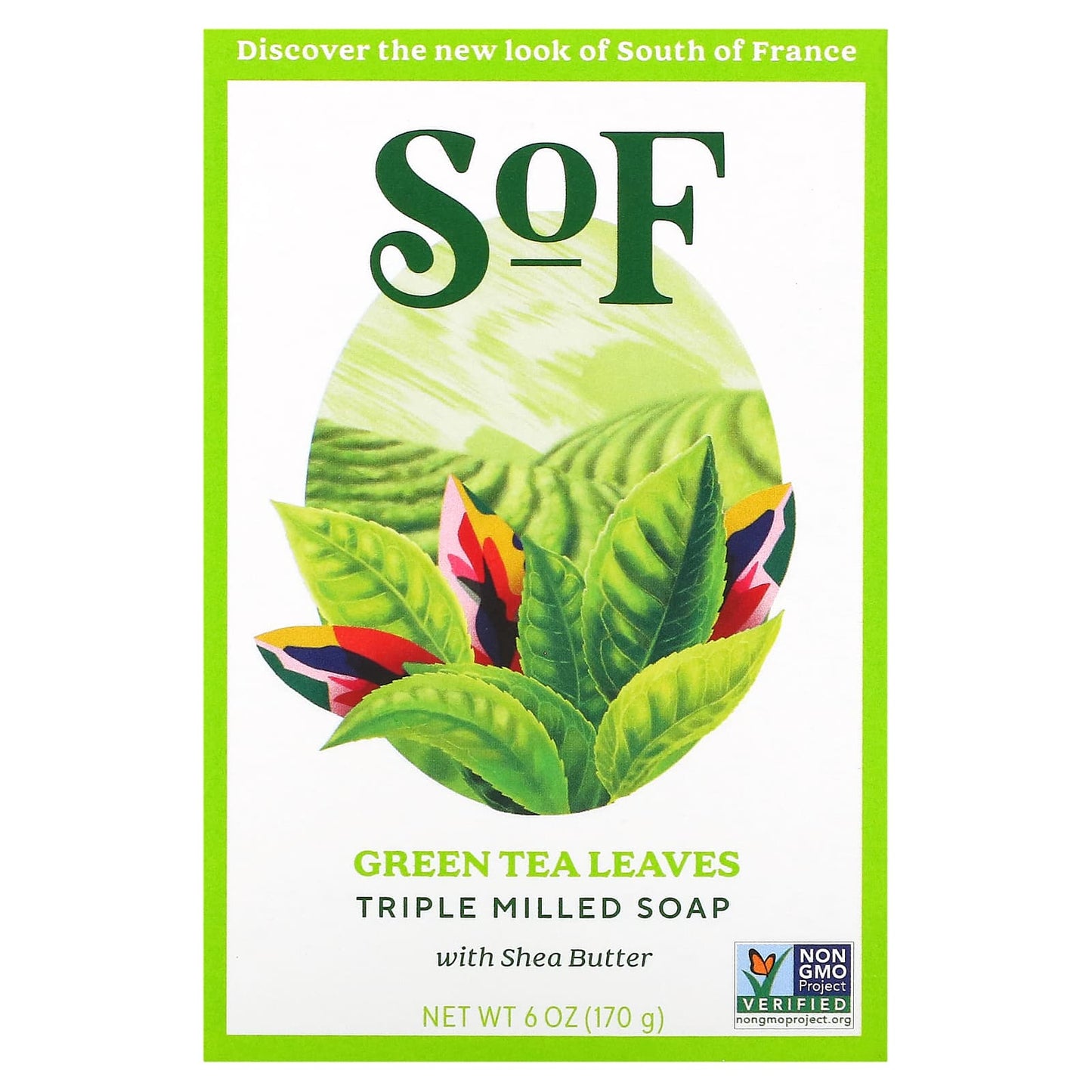 SoF-Triple Milled Bar Soap with Shea Butter-Green Tea Leaves-6 oz (170 g)