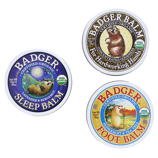 Badger Company-Restore-Recover & Rest Balm Trio-3 Piece Kit-.75 oz (21 g) Each