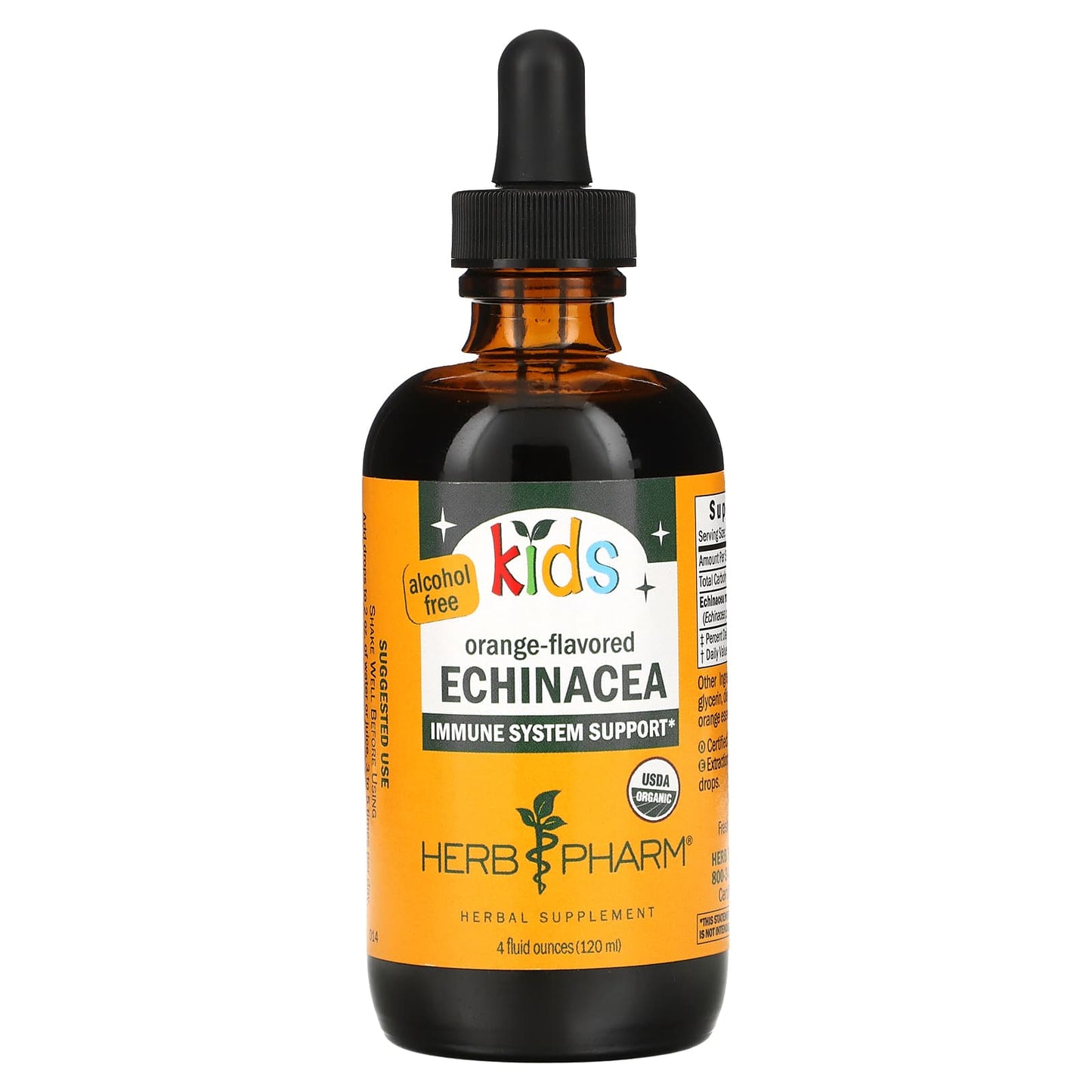 Herb Pharm-Kids Echinacea-Alcohol Free-Orange -4 fl oz (120 ml)