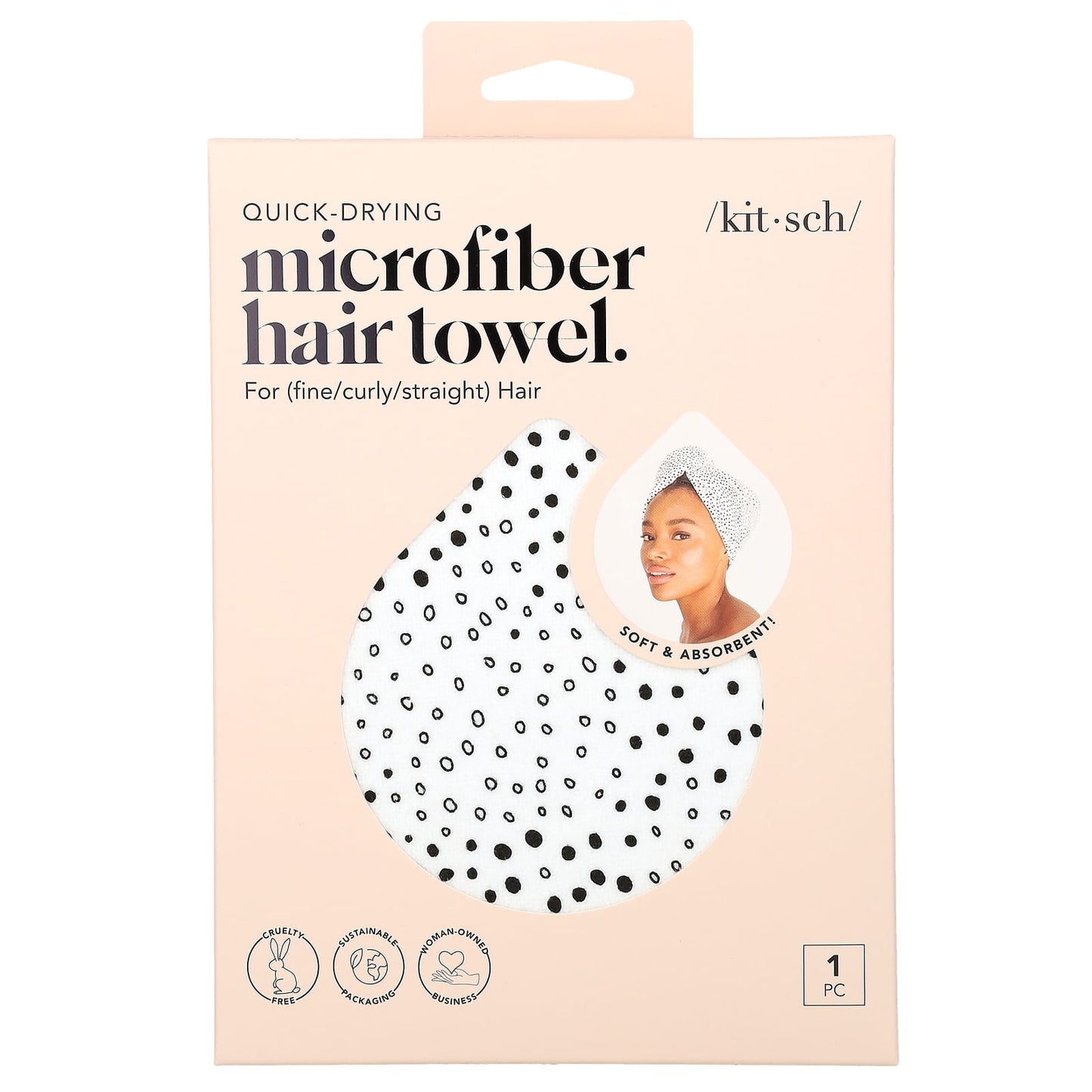 Kitsch-Quick Drying Microfiber Hair Towel-Micro Dot-1 Piece