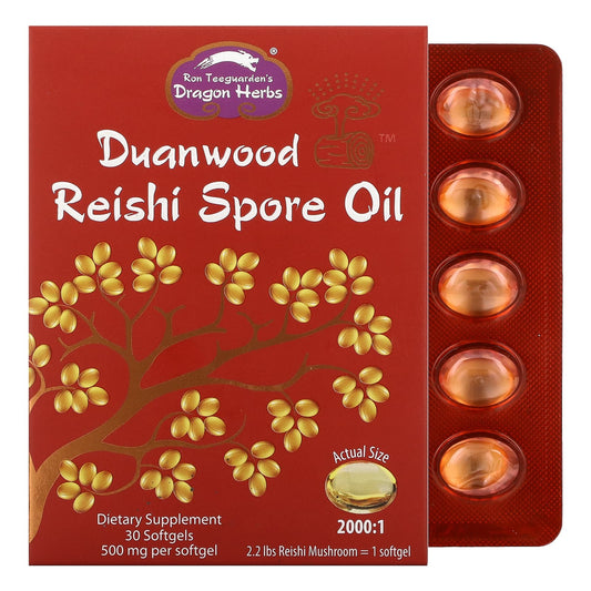 Dragon Herbs-Duanwood Reishi Spore Oil-500 mg-30 Softgels