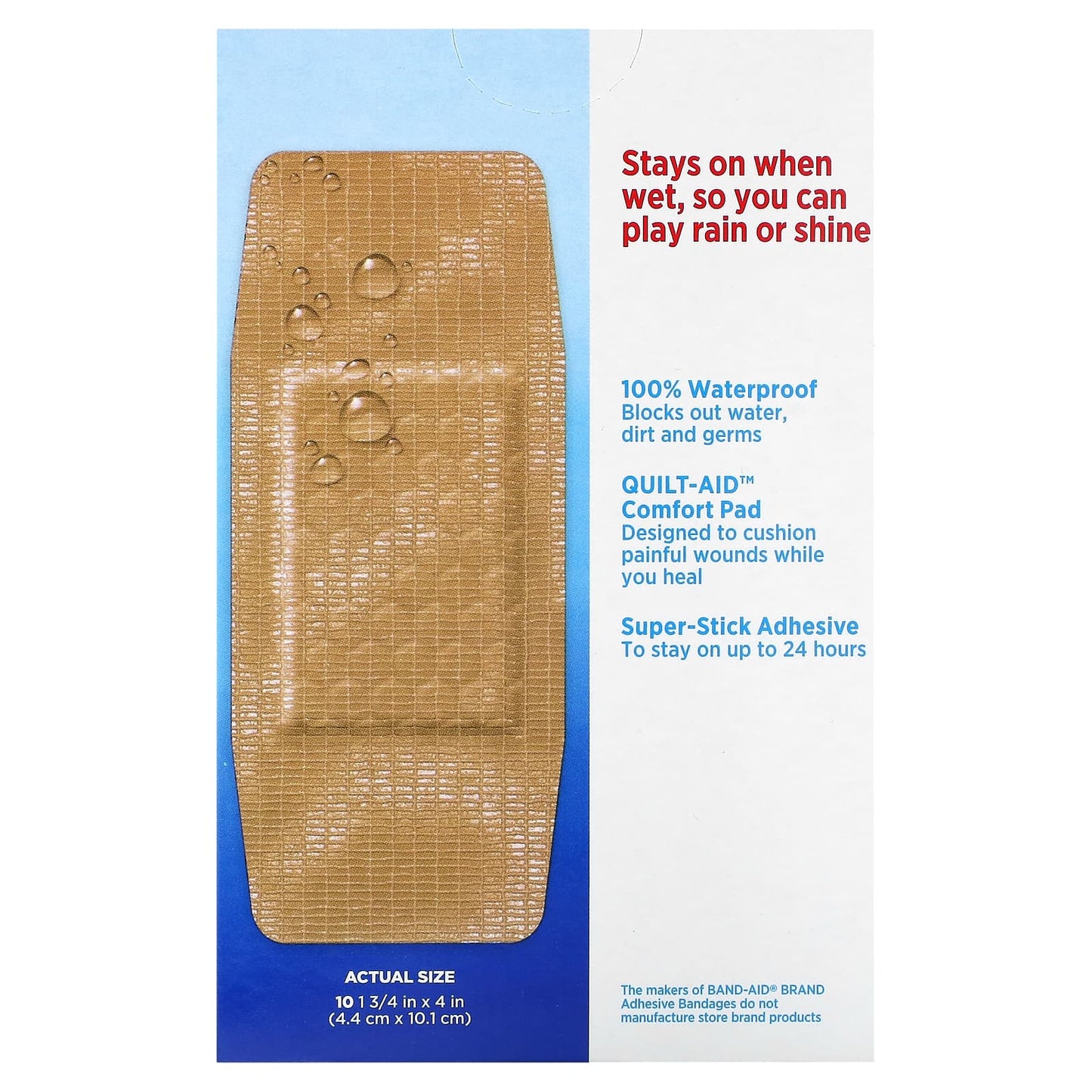 Band Aid, Adhesive Bandages, Water Block Tough Strips, 10 Bandages