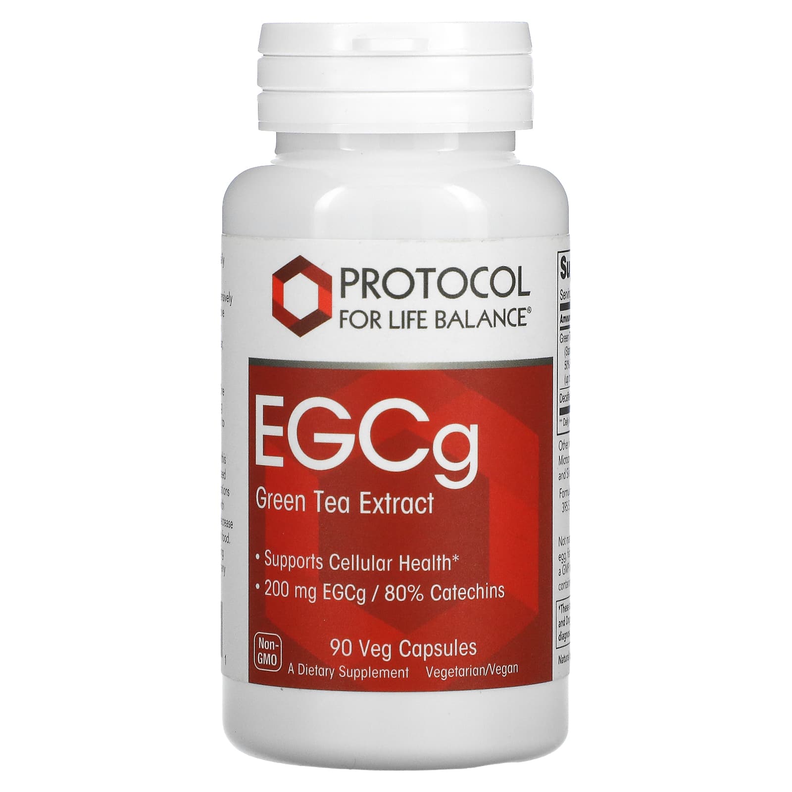 Protocol for Life Balance-EGCg Green Tea Extract-200 mg-90 Veg Capsules