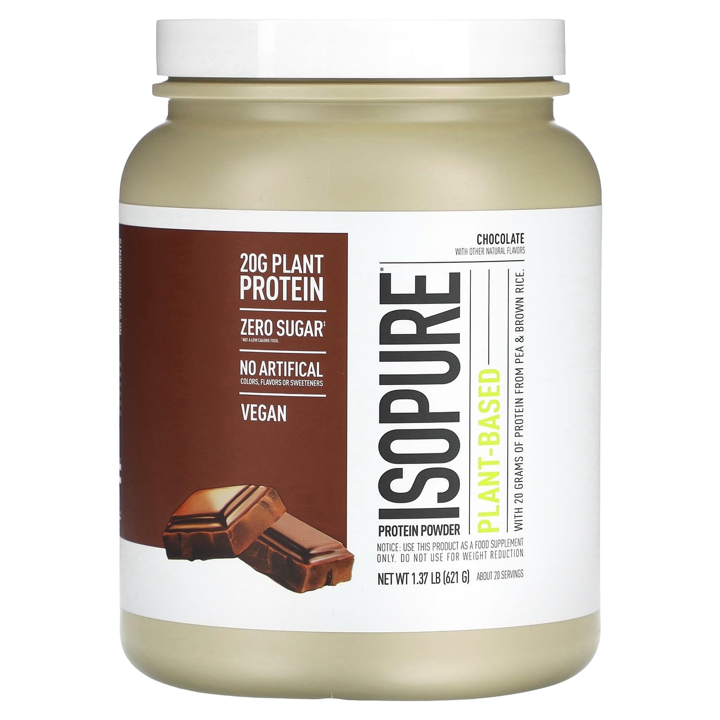 Isopure-Plant-Based Protein Powder-Chocolate-1.37 lb (621 g)