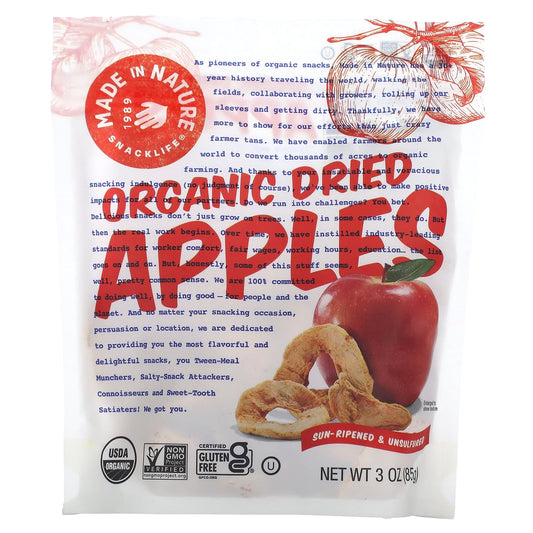 Made in Nature-Organic Dried Apples-Sun-Ripened & Unsulfured-3 oz (85 g)