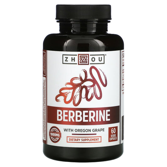 Zhou Nutrition-Berberine with Oregon Grape-1,000 mg-60 Veggie Capsules (500 mg per Capsule)