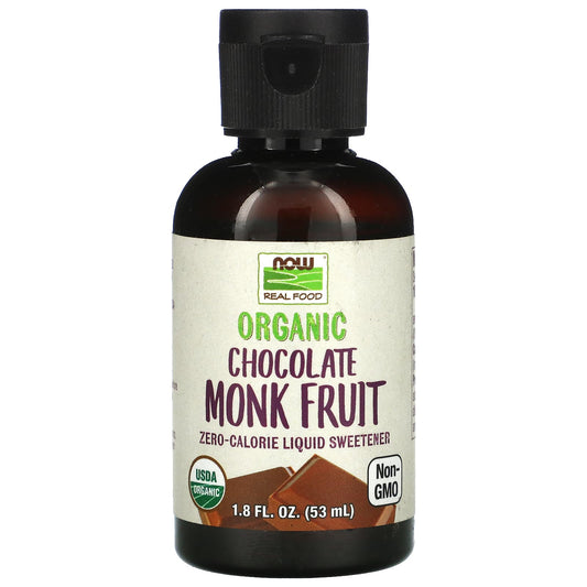 NOW Foods-Real Food-Organic Monk Fruit-Zero-Calorie Liquid Sweetener-Chocolate-1.8 fl oz (53 ml)