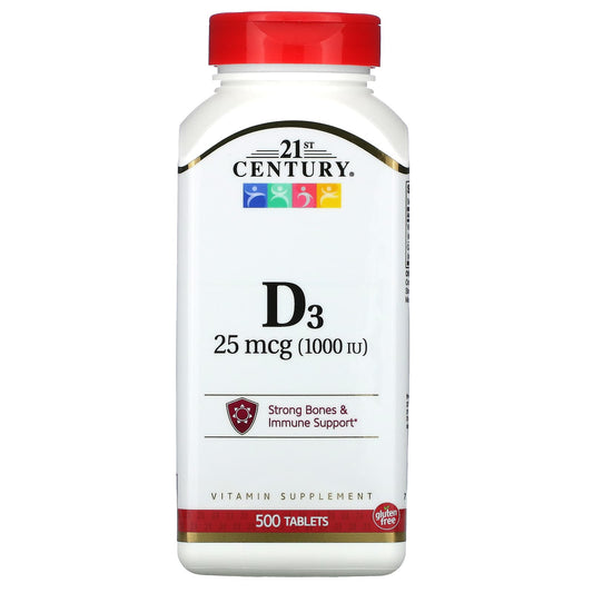 21st Century-Vitamin D3-25 mcg (1,000 IU)-500 Tablets