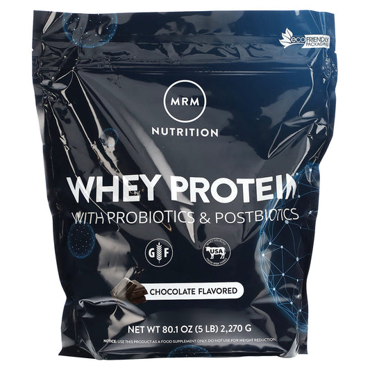 MRM Nutrition-Whey Protein with Probiotics & Postbiotics-Chocolate-5 lb (2,270 g)