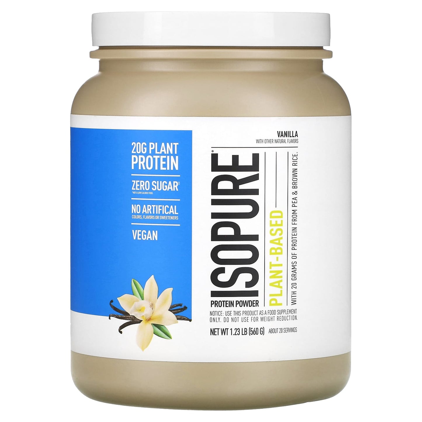 Isopure-Plant-Based Protein Powder-Vanilla-1.23 lb (560 g)