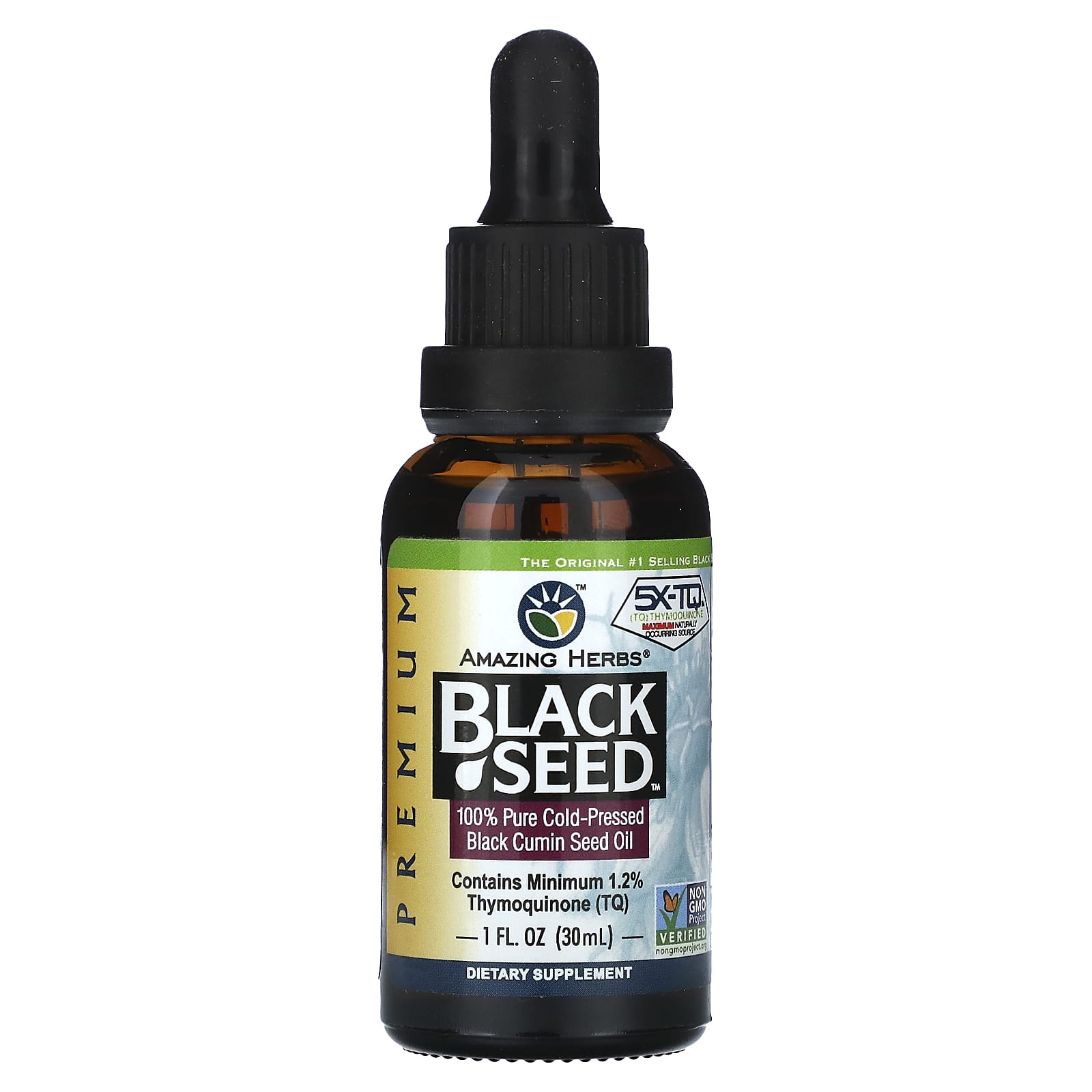 Amazing Herbs-Black Seed-100% Pure Cold-Pressed Black Cumin Seed Oil-1 fl oz (30 ml)