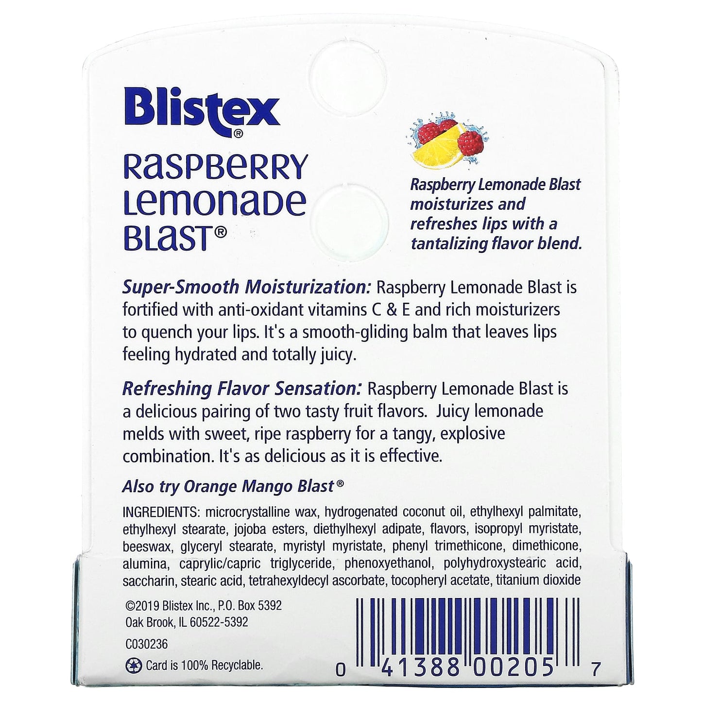 Blistex, Lip Moisturizer, Raspberry Lemonade Blast, 0.15 oz (4.25 g)