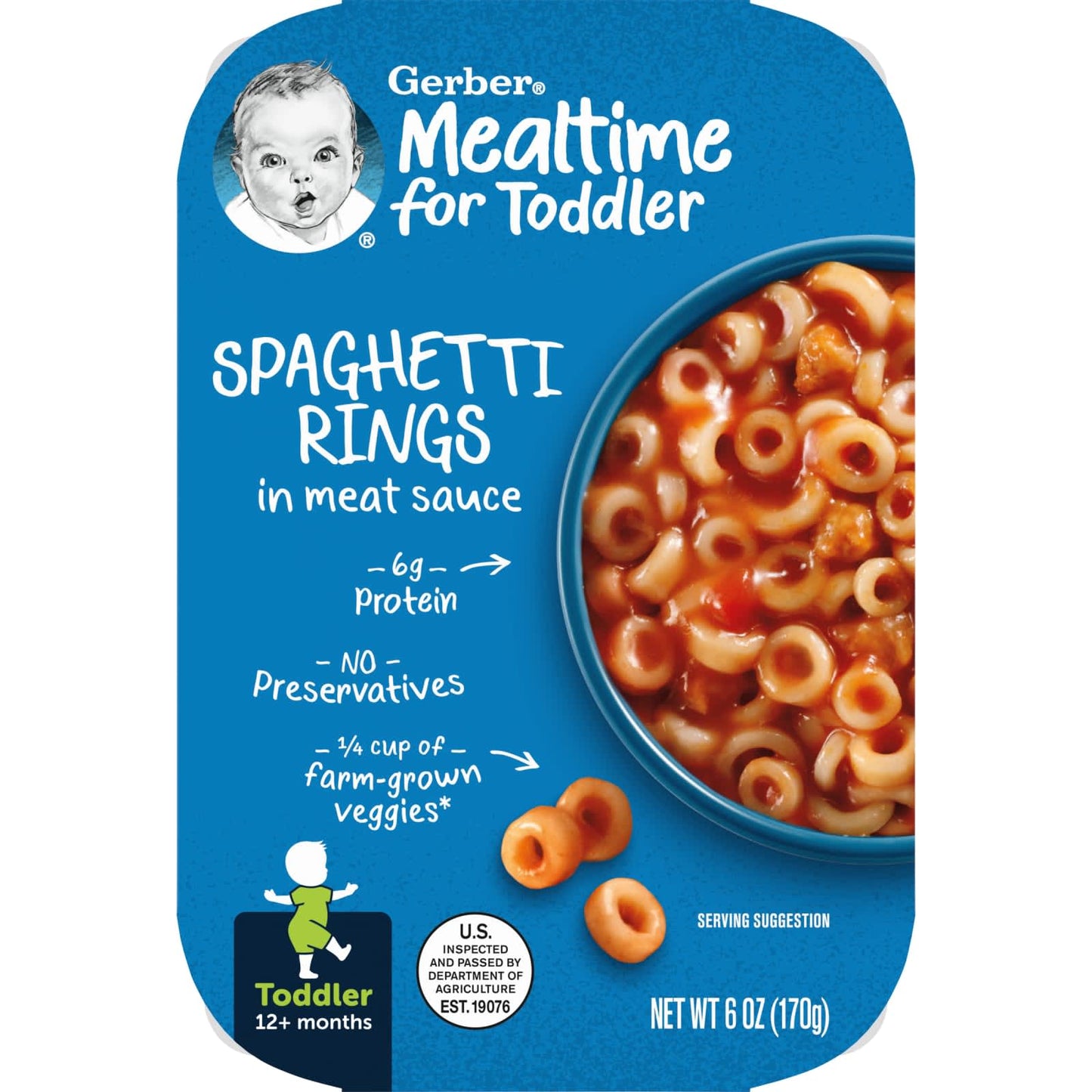 Gerber-Mealtime for Toddler-12+ Months-Spaghetti Rings in Meat Sauce-6 oz (170 g)